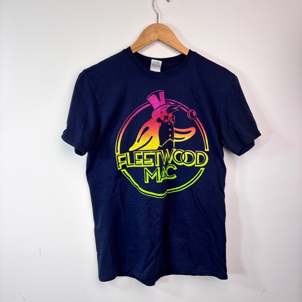 Fleetwood Mac Penguin Rainbow Band Tee Navy Medium Classic Rock
